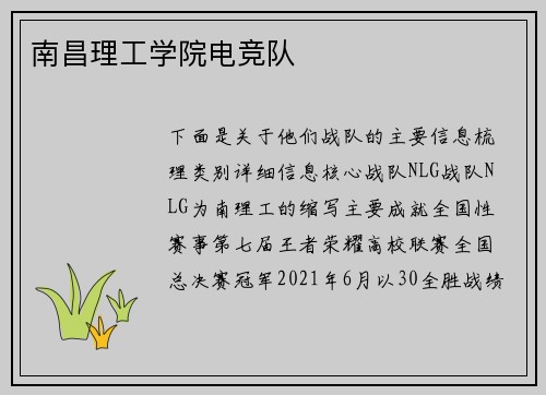 南昌理工学院电竞队